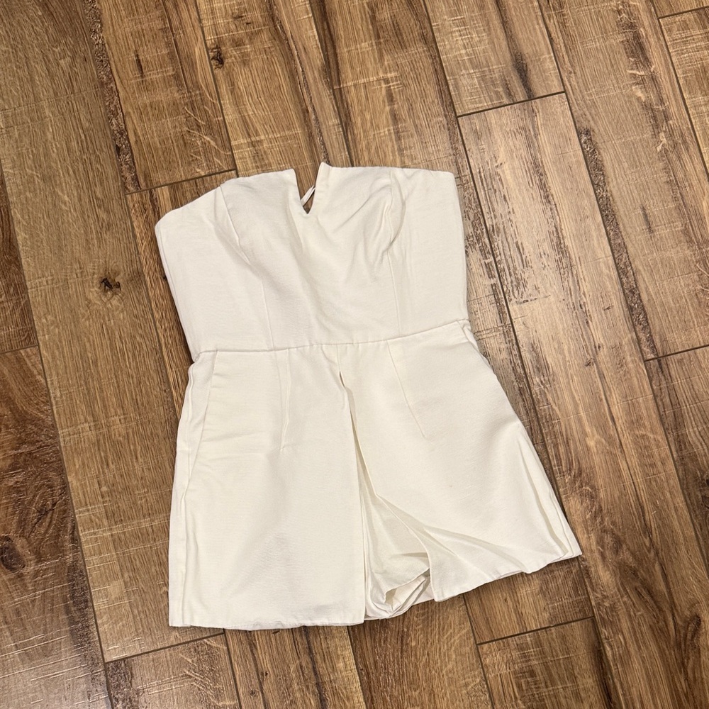 Topshop PETITE Cream Strapless Romper